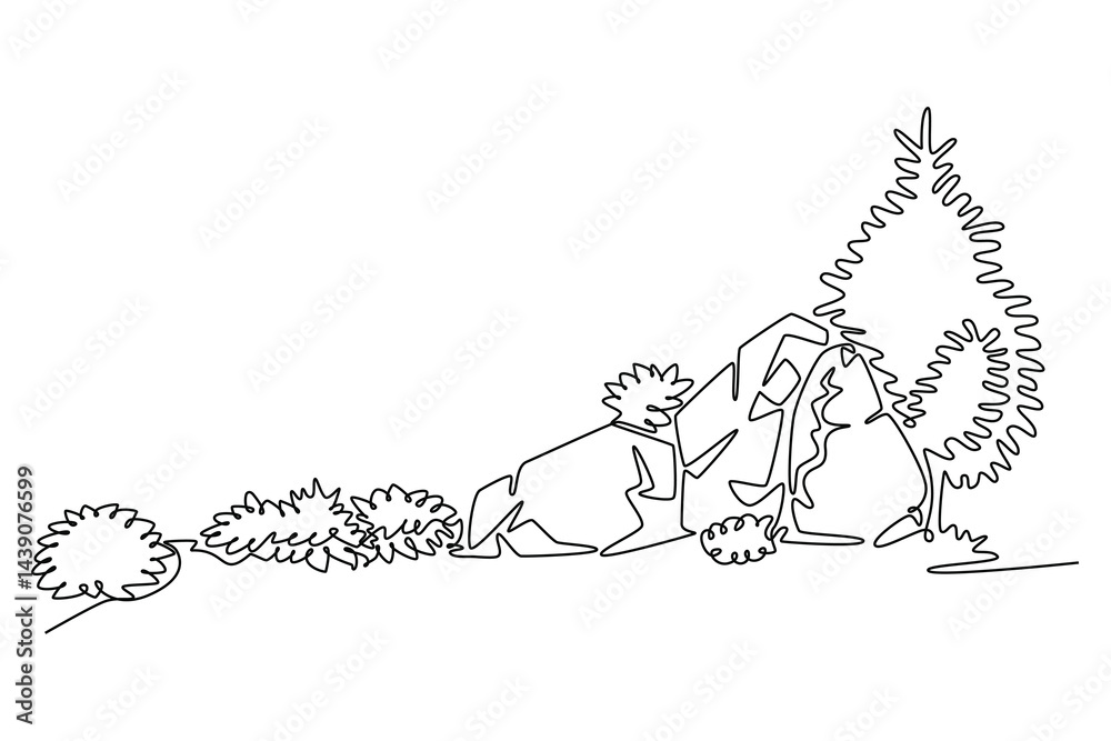 Fototapeta premium Neighbor sharing concept. Single line draw design. Vector graphic illustration