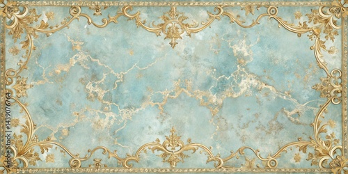 Elegant Gilded Frame on a Textured Teal Background, Perfect for Design Projects and Artistic Applications photo