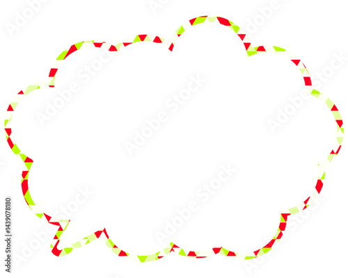 ステンドグラス風吹き出し　三角形模様　丸みのある雲形