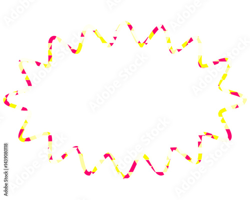 ステンドグラス風吹き出し　三角形模様　細長い丸みのあるギザギザした形