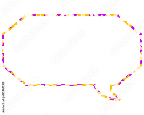 ステンドグラス風吹き出し　三角形模様　細長い八角形