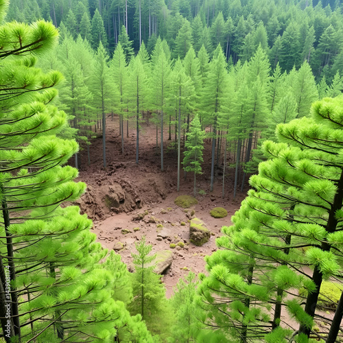 Uozu Buried Forest in Toyama Prefecture, where a cedar forest from about 2,000 years ago was buried due to river flooding and rising sea levels, designated as a Special Natural Monument of Japan.