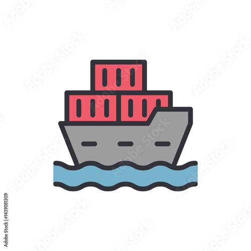 Container shipment colored icons, minimalist vector illustration ,simple transparent graphic element .Isolated on white background