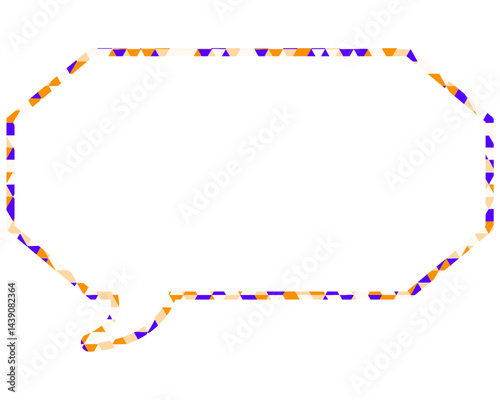 ステンドグラス風吹き出し　三角形模様　細長い八角形