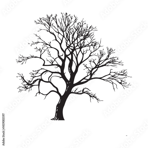 Single dead tree silhouette vector flat illustration design.
