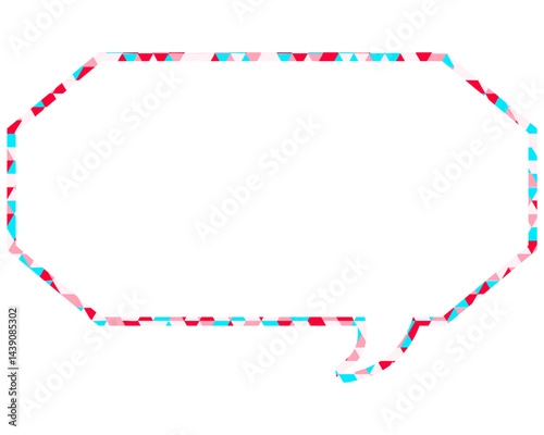 ステンドグラス風吹き出し　三角形模様　細長い八角形