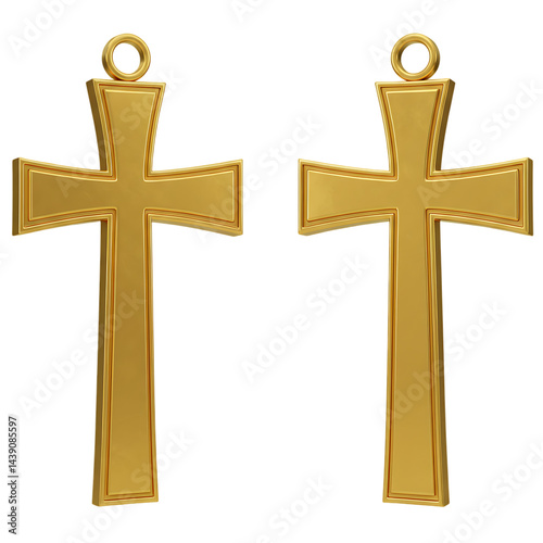 Gold Cross Charms: Religious Jewelry, Christian Cross Pendants, Two Crosses, Faith Jewelry, Golden Crosses