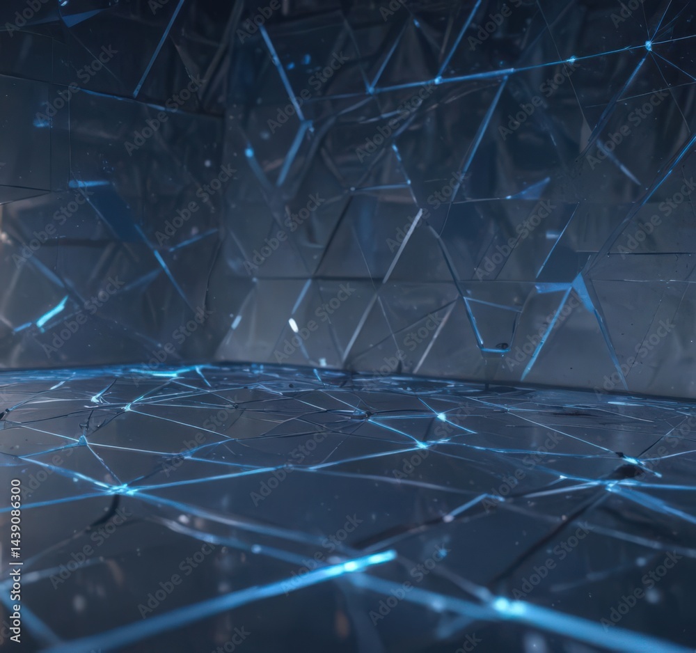 Obraz premium Abstract blue tech background Geometric shapes, lines, grid, engineering style , structure, background, texture