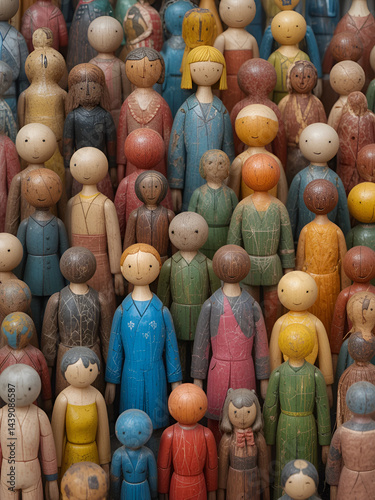 Wooden and colored figures representing diversity and inclusion