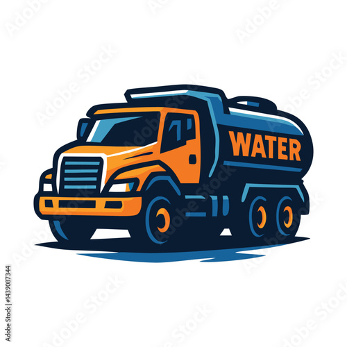Water Delivery Truck Vector Illustration
