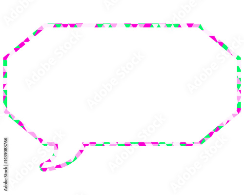 ステンドグラス風吹き出し　三角形模様　細長い八角形