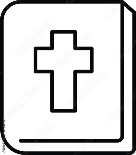 Simple bible icon illustration with cross symbol representing religion and faith