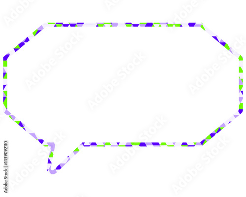 ステンドグラス風吹き出し　三角形模様　細長い八角形