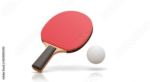 Table Tennis Paddle and Ball: A Clean Minimalist Still Life
