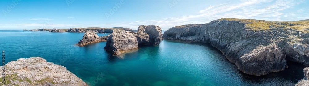 Fototapeta premium 360 degree hdr view of coastal rock formations nature landscape coastal environment