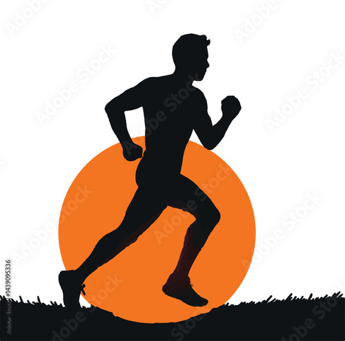Runner Silhouette at Sunset Background