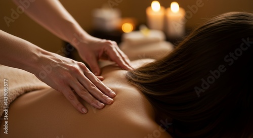 Wallpaper Mural Woman Receiving Shoulder Massage in Dimly Lit Spa with Candle Light and Soft Focus creating an Atmosphere of Calm and Relaxation Torontodigital.ca