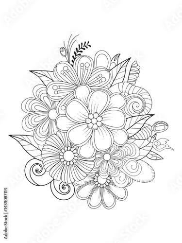 Floral decorative pattern sketch for living rooms