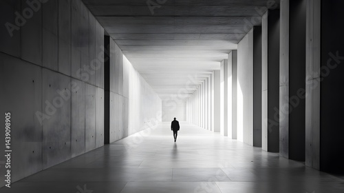Wallpaper Mural Lonely figure walking through concrete corridor urban setting photography Torontodigital.ca