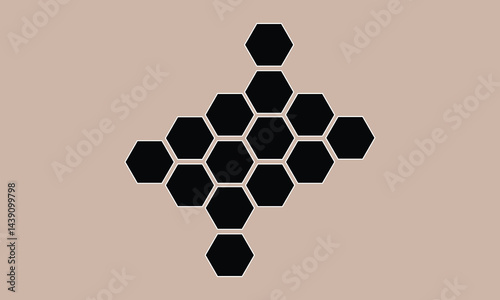 Black hexagon, honeycomb, design element, shapes, pattern with no strokes. Asset for photo collection, collage, template, frame, overlay, montage, clipping, layer mask . EPS 10. 
