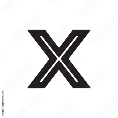Bold Stylized X Icon with Inline Cuts