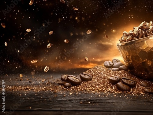 gold coffee grains