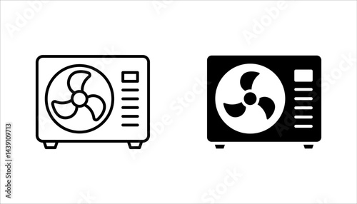 Air conditioner outline icons set, Heating, ventilation and cooling systems vector illustration on white background