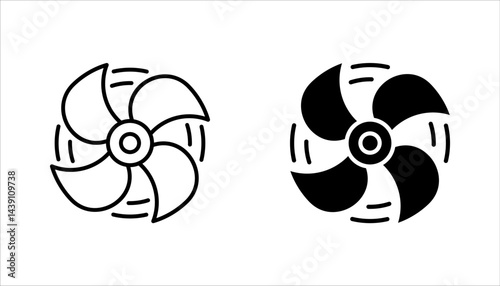 Air conditioner outline icons set, Heating, ventilation and cooling systems vector illustration on white background