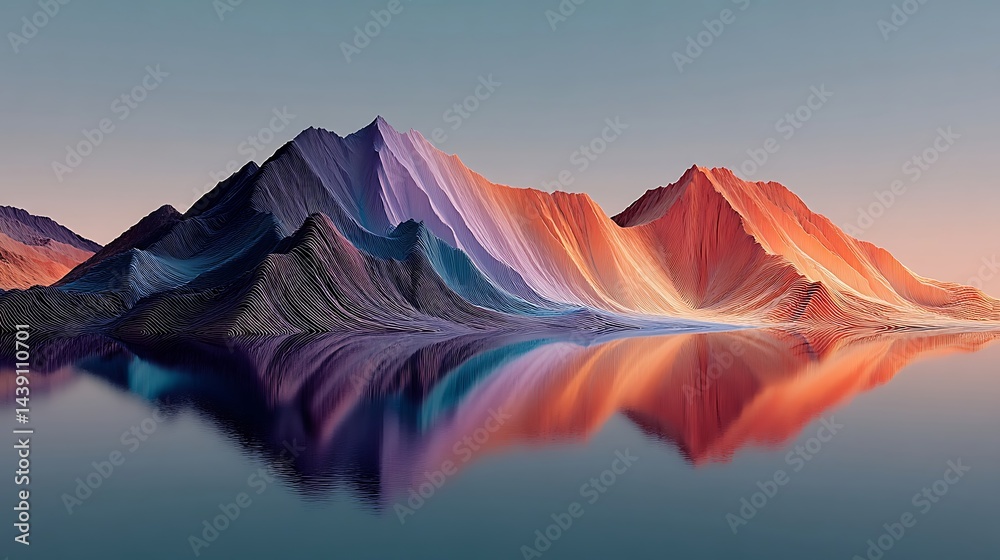 Abstract mountains reflect on water. Abstract mountains reflect on water.