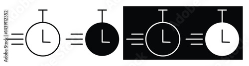 Fast Time Icon, Stopwatch with Speed Lines. vector illustration