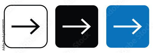 Arrow Icon Vector Set - Right Direction Symbols