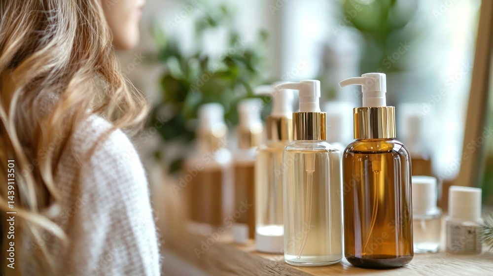 Fototapeta premium Hairstylist applying hair care products for healthy hair.