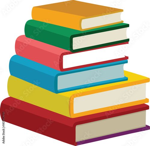Stack of Colorful Books Vector Illustration Educational Book Icon Clipart for School and Learning