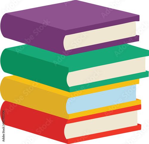 Stack of Colorful Books Vector Illustration Educational Book Icon Clipart for School and Learning