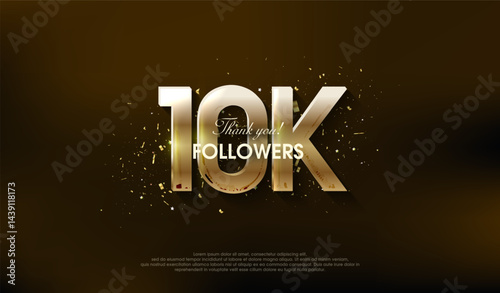 Modern design to thank 10K followers, with a very luxurious gold color.