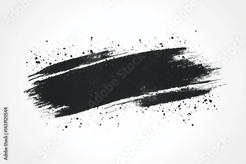 Abstract black paint stroke with splatters (7)