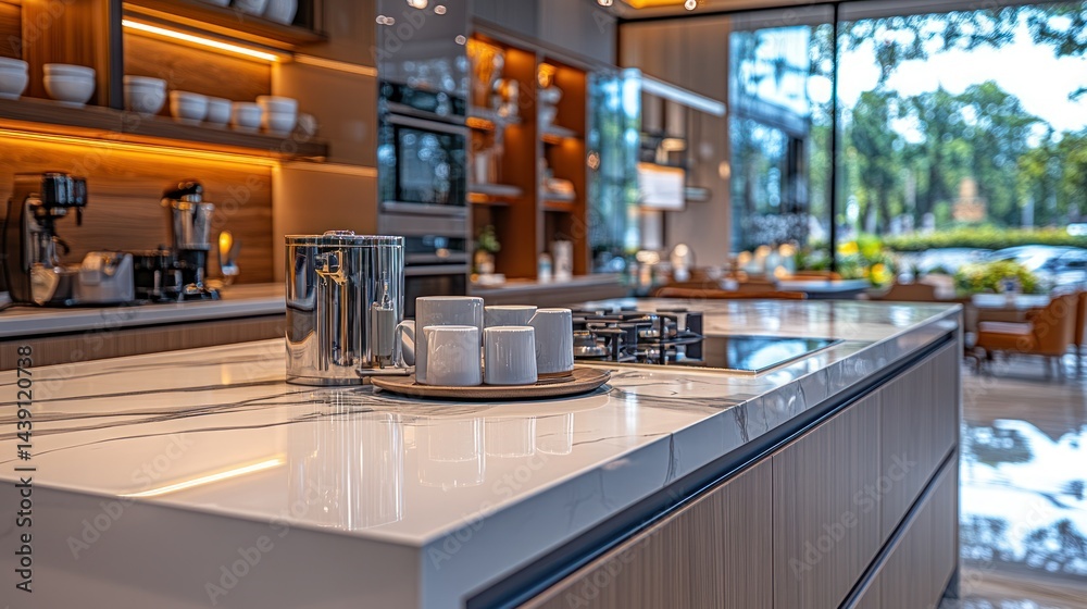 Modern kitchen countertop with accessories Modern kitchen countertop with accessories