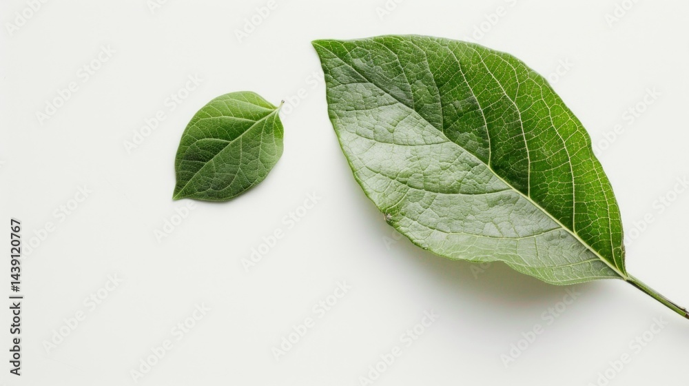 Obraz premium Herbal treatment with leaf on white background stock photo --ar 16:9 --raw --v 6 Job ID: 62aa1bdd-4e56-45a9-b302-87e1cd76cdcd