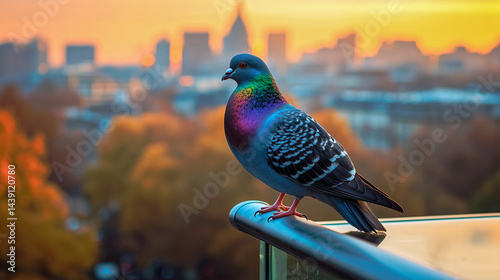 Pigeon on a Glass Railing