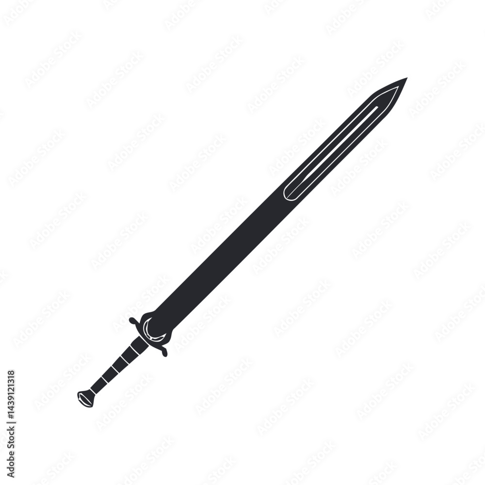 Black and White Sword Vector Set of Blades Logo Design V8 Black and White Sword Vector Set of Blades Logo Design V8