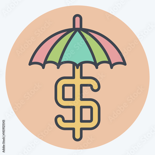 Icon Financial Protection. related to Audit symbol. color mate style. design editable