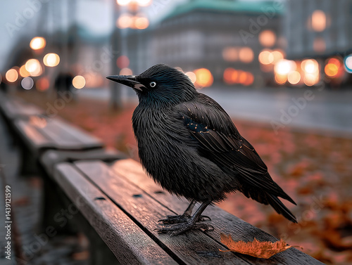 Magpie on a Park Bench