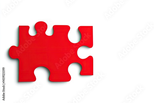 Red puzzle piece on white background