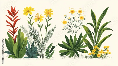 illustrated comparison of ancient and modern plants digital