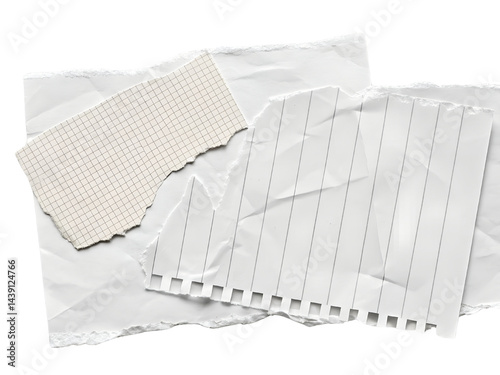 Obraz na płótnie Torn Blank Sheet of Lined Paper Isolate on transparent background cutout, PNG file, Cutout file w salonie