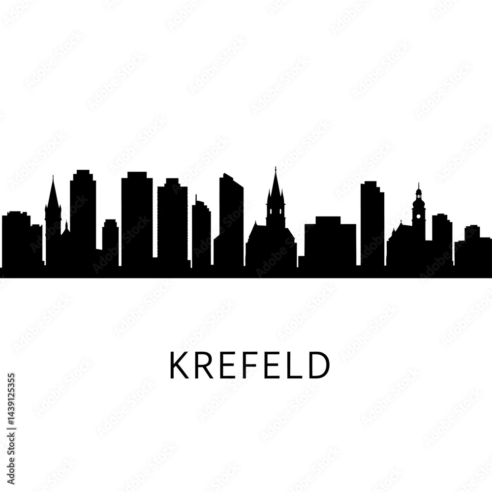 Naklejka premium Krefeld Germany Skyline Silhouette Vector.