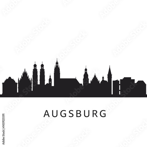 Augsburg Skyline Silhouette Germany.