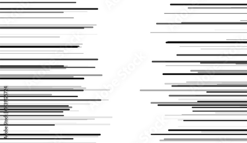 Manga effect with horizontal motion or sound lines in black and white. Vector illustration. 