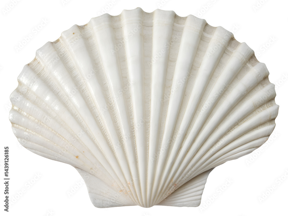 White Scallop Seashell Isolate on transparent background cutout, PNG file, Cutout file