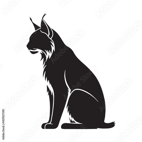 Sitting lynx silhouette vector flat illustration design.
